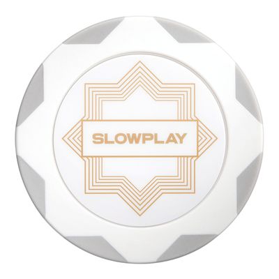 SLOWPLAY Nash Clay Poker Chips White Gold Edition, 14 Grams Heavyweight Clay Composite, 40mm Large Chips in Bulk, Pack of 50 in Grey Without Denomination