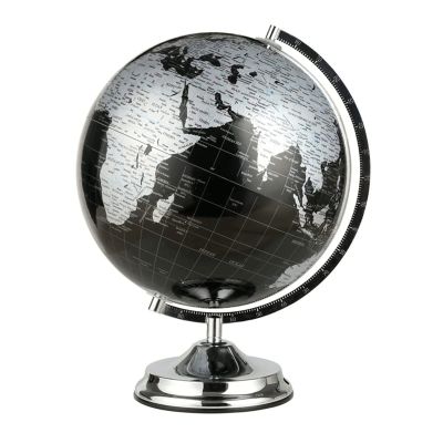 32cm Black World Globe with Metal Stand, Educational Geographic Globe for Home, Office & School