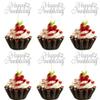 12 PCS Happy Anniversary Cupcake Toppers - Silver Glitter Anniversary Cupcake Picks for Wedding Anniversary Party Cake Decorations view 1