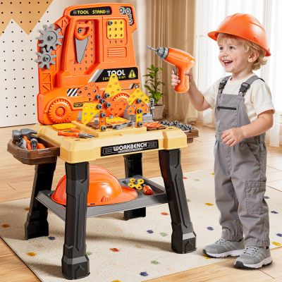 XINNOVEL Kids Tool Bench Set with Electric Drill and Realistic Tool, Pretend Play Construction Workbench Toys for Toddlers Ages 3-5 Years Old, Birthday Gifts for Boys Age 3 4 5 6 7 8 Year Old