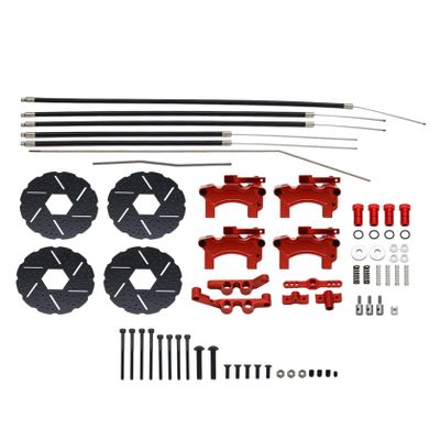 Ecoyin Rc Car Metal Front Rear Wheel Line Wire Brake System Kit for 1/5 Hpi Rofun Rovan Km Baja 5B 5T 5SC Buggy Truck Parts (Red)