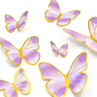 10 Pcs Butterfly Cake Toppers Purple Cake Decor Elegant Butterfly Theme Cake Decorations for Baby Shower Birthday Wedding Party Supplies