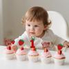12 Pcs Red Glitter One Cake Topper Strawberry Cake Decoration for 1st Birthday Party Cupcake Decor Supplies view 2