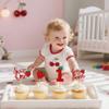 12 Pcs Red Glitter One Cake Topper Strawberry Cake Decoration for 1st Birthday Party Cupcake Decor Supplies view 3