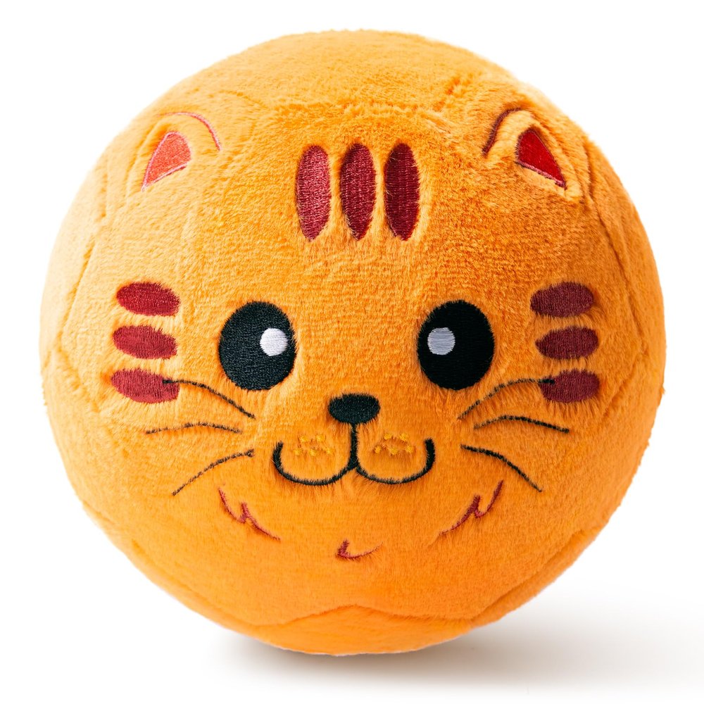 VangeBow Silent Indoor Soccer Balls for Toddlers 1-3, Inflatable Soft Plush Baby Toddler Soccer Ball Toys Gifts for 1 2 3 4 5 Year Old Boy Girl First Birthday Gift (Orange Cat, Pump Include)