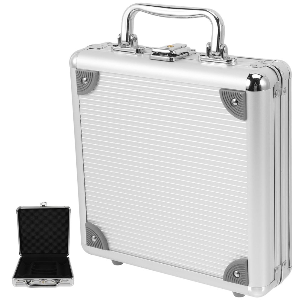Healifty Large Capacity Alloy Poker Chip Case with Compartment Inner Structure Cards Container for Poker Chips Cards and Dice Storage Safe Rounded Edges