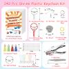 242PCS Shrink Dink Sheets Keychain Kit, with 20 Sheets 7.9"x5.7" Shrink Art Paper with Ear Hooks, Brooches Ideal for Kids & Adults DIY Crafts, Back-to-School, Valentine's Day, Easter Ornaments & Gift view 2
