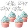 12 PCS Silver One Cupcake Toppers with Glitter Love Heart Cupcake Decoration for First Valentine's Day Baby Baptism Children 1st Birthday Party Cake Decorating Supplies view 1