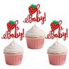 12 PCS Strawberry Oh Baby Cupcake Decorations, Strawberry Birthday Party Cupcake Toppers for Boys or Girls Birthday Parties Cupcake Decor Supplies view 1