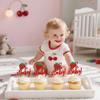 12 PCS Strawberry Oh Baby Cupcake Decorations, Strawberry Birthday Party Cupcake Toppers for Boys or Girls Birthday Parties Cupcake Decor Supplies view 3