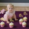 12 PCS Oh Baby Cupcake Toppers, Gold Glitter Cupcake Topper for Gender Reveal Baby Shower Kids Birthday Party Cupcake Decorations Supplies view 3