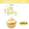 12 PCS Oh Baby Cupcake Toppers, Gold Glitter Cupcake Topper for Gender Reveal Baby Shower Kids Birthday Party Cupcake Decorations Supplies view 4