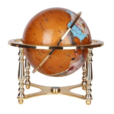 HD World Globe with 4-Leg Gold Stand & Precision Compass, Desktop Geographic Globe, Bronze, Chinese/English(Black)
