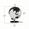 Elegant 9.8" World Globe with Chrome Metal Base, LED Lighting, Black & White, en Stand view 3