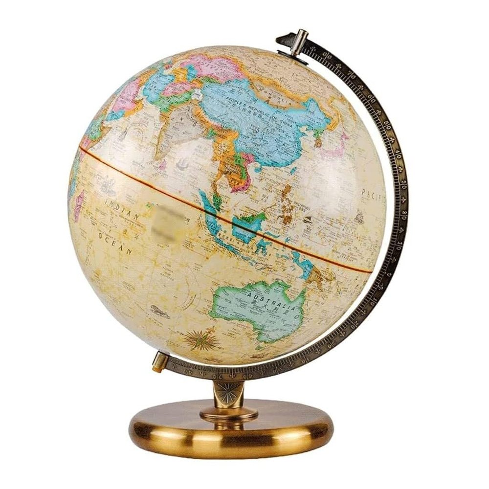 Bilingual World Globe with Metal Stand, Raised-Relief 12" Educational Globe for Home & Office