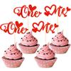 12 PCS Red One Cupcake Toppers with Glitter Love Heart Cupcake Decoration for First Valentine's Day Baby Baptism Children 1st Birthday Party Cake Decorating Supplies view 1