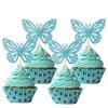 12 PCS Butterfly Cupcake Toppers Blue Glitter Double Layer 3D Butterfly Cake Decor for Wedding Anniversary Birthday Party Decoration view 1