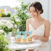 12 PCS Butterfly Cupcake Toppers Blue Glitter Double Layer 3D Butterfly Cake Decor for Wedding Anniversary Birthday Party Decoration view 3