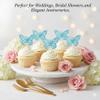 12 PCS Butterfly Cupcake Toppers Blue Glitter Double Layer 3D Butterfly Cake Decor for Wedding Anniversary Birthday Party Decoration view 4