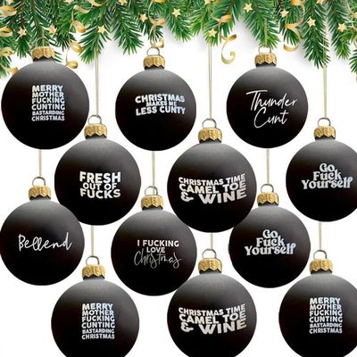 12PACK Funny Offensive Bauble Bundle - Sweary Bauble Prank Christmas Ball Ornaments,Hilarious Christmas Ball Ornaments Xmas Tree Decoration,Novelty Prank Gag Gift for Indoor Holiday Party Tree Decor