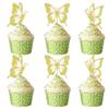 12 Pcs Butterfly Cupcake Toppers Gold Glitter Butterfly Cupcake Decor Elegant Cupcake Decorations for Baby Shower Birthday Party Wedding Dessert Tables Supplies view 1