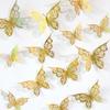 12 Pcs Butterfly Cake Topper Set Elegant Hollow 3D Butterfly Cake Decor Gold Cake Decorations for Baby Shower Wedding Birthday Party Supplies view 1