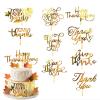 10 Pcs Happy Thanksgiving Cake Topper Fall Gold Acrylic Mirror Cupcake Topper for Thanksgiving Day Desser Cake Decorations view 1