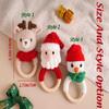 Personalized Baby Rattle, Custom Wooden Rattle Ring With Baby's Name or Date Handcrafted Crochet Bunny Rattles Newborn Gifts for Boy/Girl (StyleC) view 4