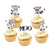 10Pcs Black Glitter Cow Cake Cupcake Decorations - Glitter Cow Moo Cupcake Toppers, Gender Reveal Theme Baby Shower Kids Boys Girls Birthday Party Cake Decorations Supplies view 1