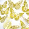 12 Pcs Gold Butterfly Cake Topper Set 3D Hollow-Out Butterfly Wall Decor Elegant Cake Decorations for Baby Shower Wedding Birthday Party Supplies view 1