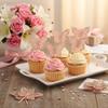 12 Pcs Butterfly Cupcake Toppers Rose Gold Glitter Cake Decor Elegant Double-Tier Butterfly Cake Decorations for Baby Shower Tea Party Birthday Party Supplies view 2