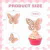 12 Pcs Butterfly Cupcake Toppers Rose Gold Glitter Cake Decor Elegant Double-Tier Butterfly Cake Decorations for Baby Shower Tea Party Birthday Party Supplies view 4