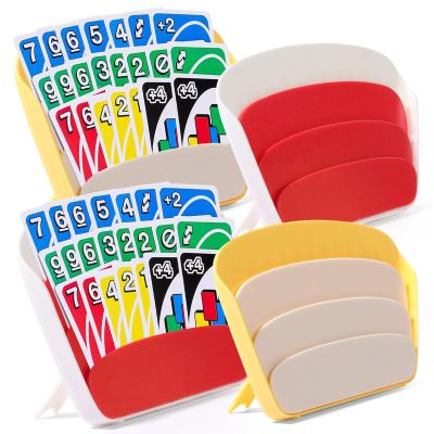 4-Pack Card Holders for Playing Card  with Tabletop Foldable Stand, 3-Layer Design. Ideal for The Elderly, Small Hands, Those with Joint Issues. Compatible with Poker, UNO, and Travel Games.
