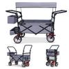 Foldable Wagons with Removable Canopy, Reversible Handlebar, 220lbs Weight Capacity, Folding Wagon for Ages 1+ Years Suitable for Family Travel, Cargo view 1
