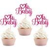 12 PCS Oh Baby Cupcake Topper with Rose Red Glitter Love Cupcake Decoration for Valentine's Day Baby Shower Kids Birthday Party Cake Decorating Supplies view 1