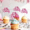12 PCS Oh Baby Cupcake Topper with Rose Red Glitter Love Cupcake Decoration for Valentine's Day Baby Shower Kids Birthday Party Cake Decorating Supplies view 3