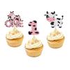 12 Pieces One Cow Cupcake Toppers - Pink Glitter Cow Themed Cupcake Decor, Perfect for Boy and Girl Cupcake Toppers for Baby Showers view 1