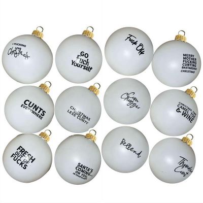 12PACK Funny Offensive Bauble Bundle - Sweary Bauble Prank Christmas Ball Ornaments,Hilarious Christmas Ball Ornaments Xmas Tree Decoration,Novelty Prank Gag Gift for Indoor Holiday Party Tree Decor