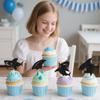 12Pcs Shark Fin Cupcake Topper -Black Glitter Shark Decoration, Ocean Animal Cupcake Toppers for Ocean Animals Shark Theme Kids Birthday Parties view 3