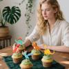 12-Piece Dinosaur Cake Toppers - T-Rex Cupcake Decorations for Boys' Birthdays & Baby Showers - Dino Party Supplies view 2