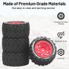 1/18 RC Car Tires and Wheels, daitoku 12mm Hex RC Truck Tires for 1/18 ARRMA Granite Typhon WLtoys A949 MJX Hyper Go H16 - Style A (Red) view 2