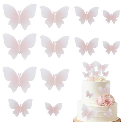 10 Pcs Butterfly Cake Toppers Orange Gradient Cake Decorations for Butterfly Theme Baby Shower Wedding Ladies Birthday Party Supplies