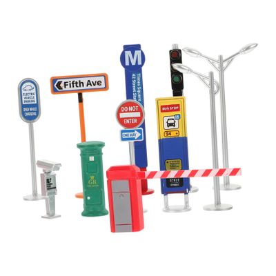 Wakauto Traffic Signs Playset for Realistic Road Signs for Learning Traffic Safety Educational Sand Table Props Birthday