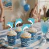 12 Pcs Dolphin Cupcake Topper Blue Glitter Dolphin Cupcake Decorations Ocean Themed Party Dolphin Themed Birthday Parties & Baby Showers view 2