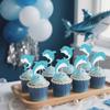 12 Pcs Dolphin Cupcake Topper Blue Glitter Dolphin Cupcake Decorations Ocean Themed Party Dolphin Themed Birthday Parties & Baby Showers view 3