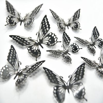 12 Pcs Butterfly Cake Toppers Black White 3D Butterfly Cake Decorations for Baby Shower Wedding Bridal Shower Anniversary Birthday Party Cake Decor Supplies