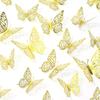 12 Pcs 3D Butterfly Cake Toppers Gold Cake Decor Multifunction Butterfly Wall Stickers for Home Living Room Bedroom Decoration Wedding Birthday Party Supplies view 1