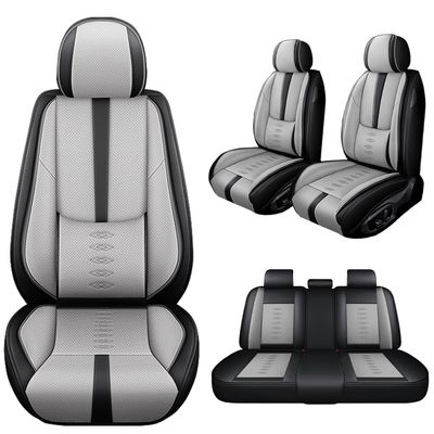 for Jeep Wrangler 4xe(2023-2024) Car Seat Covers,Waterproof Leather Seat Covers,Anti-Slip Car Seat Protectors,Airbag Compatible,Full Set Cover Seats(5 Seats/Black+Grey)