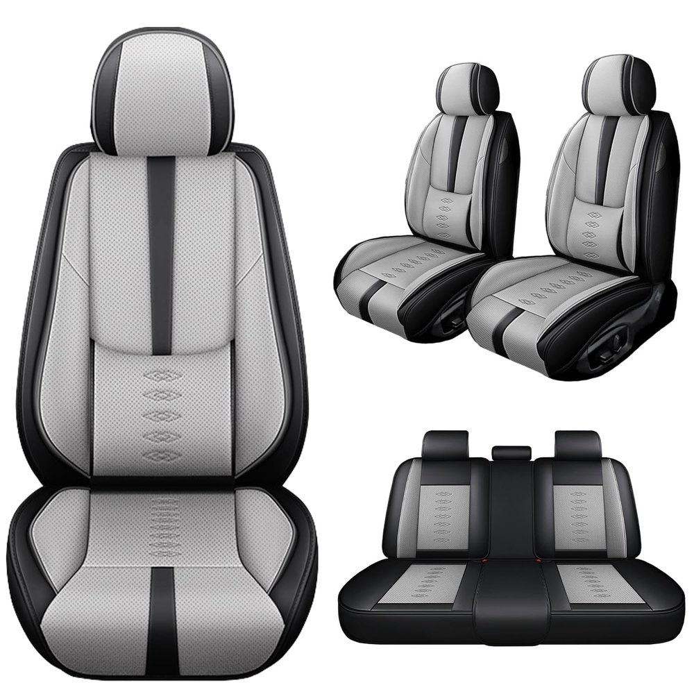 for Jeep Wrangler 4xe(2023-2024) Car Seat Covers,Waterproof Leather Seat Covers,Anti-Slip Car Seat Protectors,Airbag Compatible,Full Set Cover Seats(5 Seats/Black+Grey)