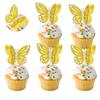 12-Glitter Gold Paper Butterfly Cake Decorations, Double - Layered Paper Cake Toppers for Dessert Table, Party Supplies view 1